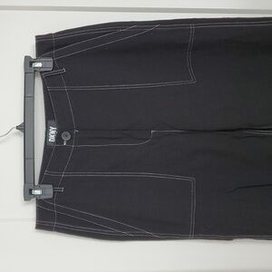 DKNY Black Cropped Cargo Pants with White Stitch Detail 12